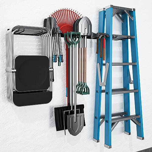 MOOMSINE Folding Chair Storage Rack Wall Mount, Garden Tool Hanger for Garage Organization, Patio, Beach & Camping Chairs Organizer Hooks, Holds 480 lbs - 4 Pack - size: 16.5 Inch（4 Pack）