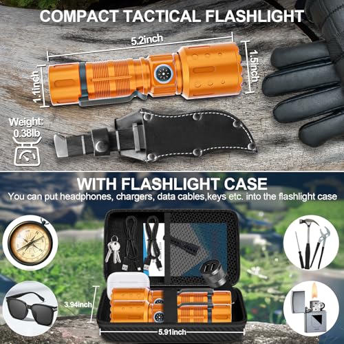 Rechargeable Flashlights High Lumens,Super Bright Small Powerful Flashlight - color: Orange
