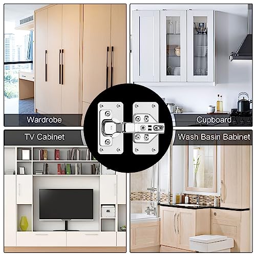 12-Pack Cabinet Hinge Repair Kit - Hinge Fixing Plates for Kitchen, Cupboard, Locker, Cabinet Doors