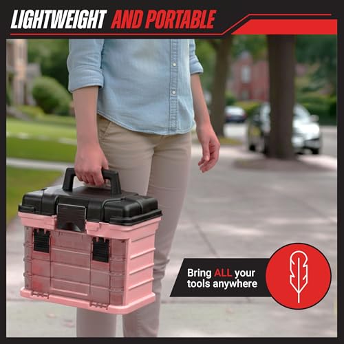 Stalwart Portable Tool Box for Women or Men, Pink, 10 x 7 x 10.5in - color: Pink