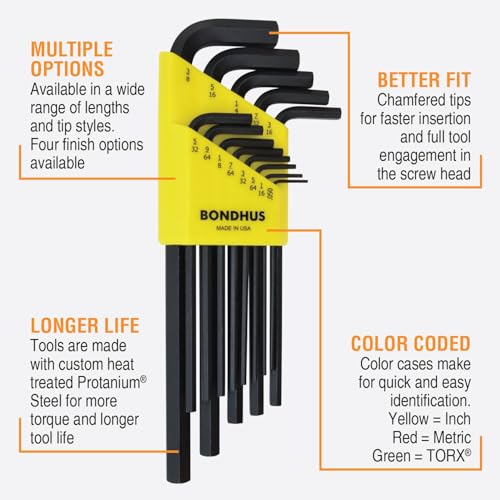 Bondhus 22199 Hex L-wrench DoublePK,Long Length,12137 .050-3/8" & 12199 1.5-10mm