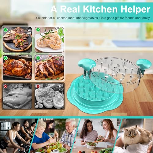 Chicken Shredder Tool Twist Large Meat Shredder with Brush&Fork, Mint Green - color: Mint Green
