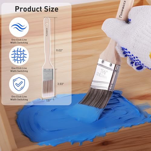Paint Brush, 1.5IN Stain Brushes for Painting Walls,House Touch-Ups,Furnitures and Fence Staining, Wooden Handle Masonry Paintbrush(6 Packs) - size: 1.5 inch