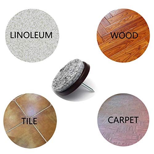 Nail on Felt Pads Furnigear Furniture Pads Nail- Floor Protectors for Furniture Legs 24Pack Chair Felt Pads for Hardwood Floors (1" (Gray)) - size: 1" (Round, Gray)