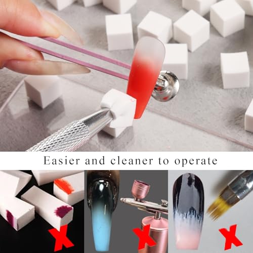 Fcozpjk 150Pcs Soft Nail Sponges for Ombre Aura Nail Art With Grabbing Pen - color: White#150pcs