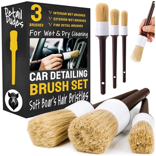 Car Detailing Brush Set 3-pc, Car Detailing Kit Interior by Detail Dudes - size: 3 Pack(Starter)