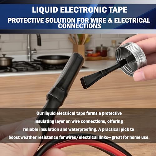 5.29OZ Liquid Electrical Tape Quick-Drying Insulating Glue for Wires&Cables Waterproof&High Temperature Resistant Liquid Wire Insulation Rubber with Brush-Cap for Outdoor Electrical Equipment (Black) - color: Black