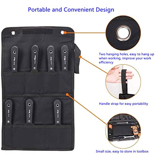 7PCS Drywall Tools, Putty Knife Set, 50# Steel Drywall Taping Knife,Spackle Knife,Wallpaper Scraper Putty Knives, Paint Remover for Wood, Scraper Tool With Storage Bag, Tool Gifts for Men