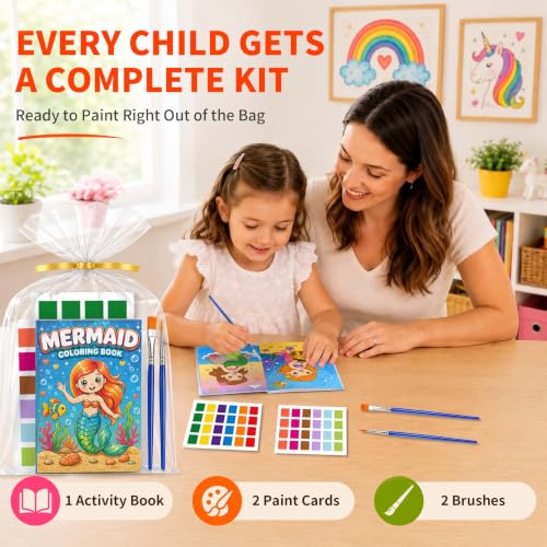 24 Pack Paint with Water Coloring Books for Kids Ages 4-8, Party Favor Kits with Brushes, Birthday Goodie Bag Stuffers, Classroom Prizes, Arts and Crafts Activities, Homeschool Supplies
