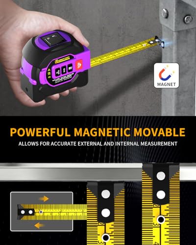3 in 1 Digital Laser Tape Measure, 197ft/60m Laser Distance Meter, 16ft/5m Digital Tape Measure with Cross Line, AutoLock, ft/in/m Unit Switch, Measure Area, Volume, Pythagorean