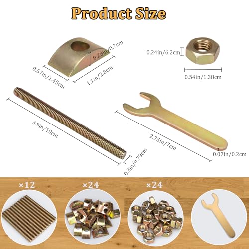 13 Pcs Furniture Fastening Connectors with Wrench,Countertop Connector,Table Top Fasteners for Butcher Blocks, Tables, and Bed Frames with Bolt and Nut Hardware, Draw Bolts, and Miter Bolts