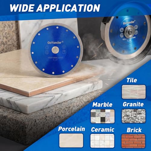 GoYonder Tile Blade 7 Inch, Super Thin Diamond Saw Blade for Cutting Porcelain Tiles, Granite Marble Ceramics (7"-Blue) - size: 7"