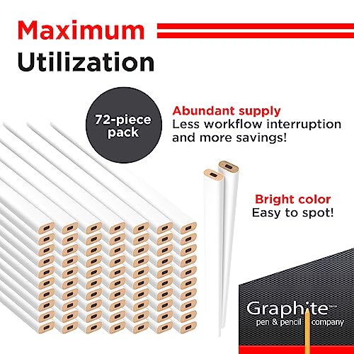 GRAPHITE Hard Lead Carpenter Pencils Bulk - (72) Pieces Lumber Wooden Pencil #2 (HB) - White - color: White, size: 72 Count (Pack of 1)