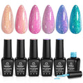 Beetles Chameleon Gel Polish Set - 6 Colors Crushed Diamond Glitter Gel - color: 0-Whimsical Wonders