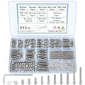 840 Pcs M3 Screws, Nuts and Washers Set - Hex Socket Head Cap Screws Kit - Metric Bolts Assortment - Stainless Steel Machine Screws - Fully Threaded Hex Nuts - size: M3