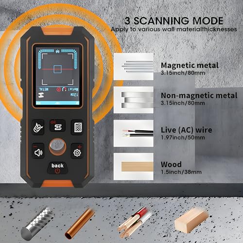 3 in 1 Stud Finder Wall ScannerLaser Distance Meter, Multifunctional Rechargeable Stud Detector with Metal, Wood AC Wire, Upgraded Smart Sensor Comes with HD LCD Display - size: NF-513