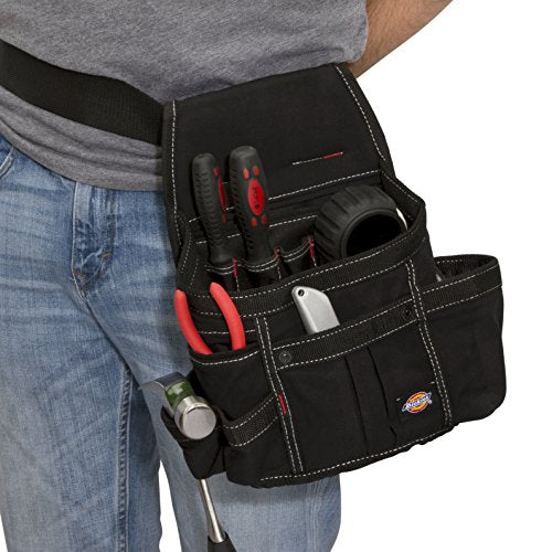 Dickies 8-Pocket Tool Belt/Utility Pouch, Adjustable 2-Inch Belt, Durable Canvas Construction, Puncture-Resistant Liner, Black - color: Black