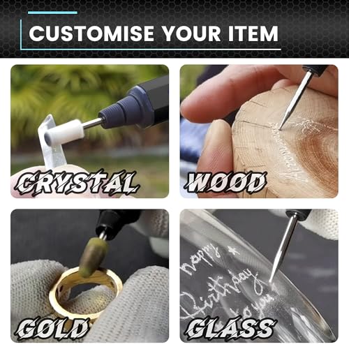 AM ARROWMAX Mini Engraving Pen with 42 Bits - Rotary Tool Smart Motion Control, OLED, Bluetooth, APP, Wireless Magnetic Charge, Engraving Pen for Metal, Wood, Glass and Plastic (SGS PRO) Black - color: Black, size: SGS PRO