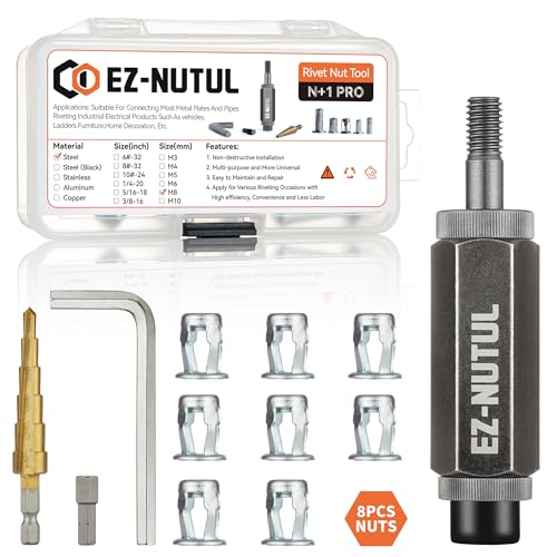 Jack nut Installation Tool Set Hand Thread Insert Jacknuts with Tool Kit - size: M8-8PCS With Tool