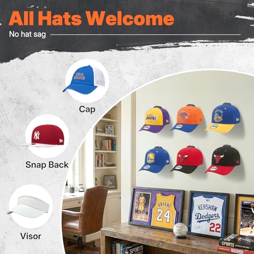 HOUSE DAY Adhesive Hat Hooks for Wall 16 Pack, Black - color: Black, size: 16 Pack