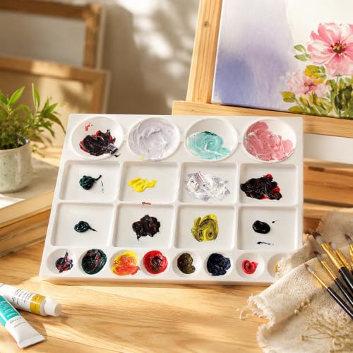Lyellfe 10 Pack Plastic Palette, 20 Well Reusable Paint Palette