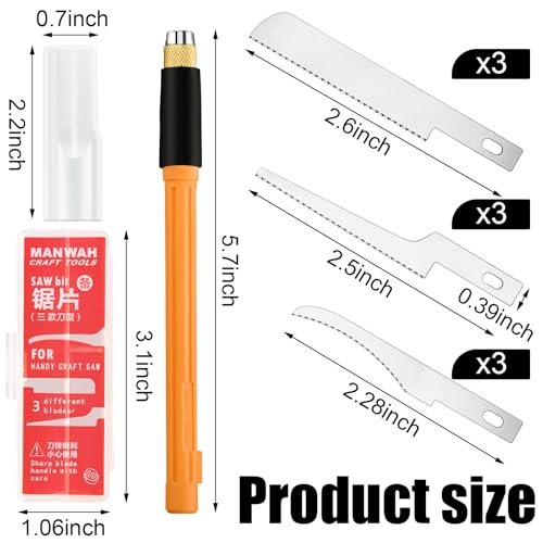 Honoson Mini Hobby Saw with 9 Razor Blades for Miniatures,Yellow,Style 1 - color: Yellow, style: Style 1