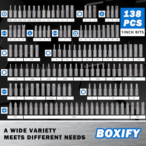 208-Piece Professional Screwdriver Bit Set, 1/4" Hex Shank Chrome Vanadium Steel Driver Bit Set, Includes Security Bits, Nut Driver and Bit Holder - style: 208PCS