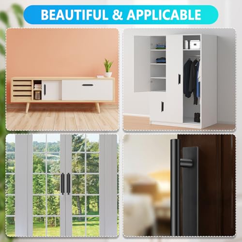 Self-Stick Push Pull Helper, 30 Pack Drawer Pulls ABS Plastic Adhesive Door Handles Peel and Stick Cabinet Handles for Kitchen Cabinet Sliding Door Furniture (Black)