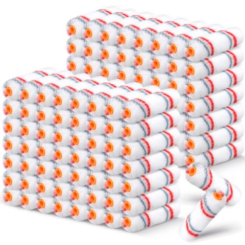 Leumoi 300 Pcs 4 Inch Mini Paint Rollers 1/2" Nap Microfiber,Red, Gray - color: Red, Gray