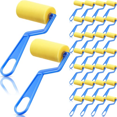 Tenceur 30 Pcs 3 Inch Foam Paint Rollers Painting Sponge Roller, Blue - color: Blue