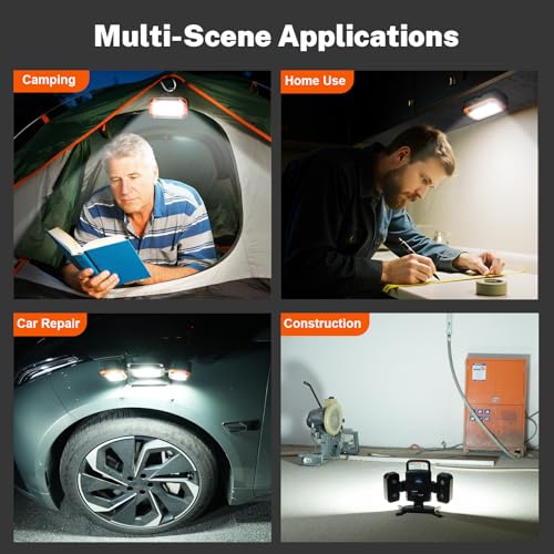 5000LM 50W Rechargeable Magnetic Work Light for Auto Repair, 2 Side Lights - color: Orange
