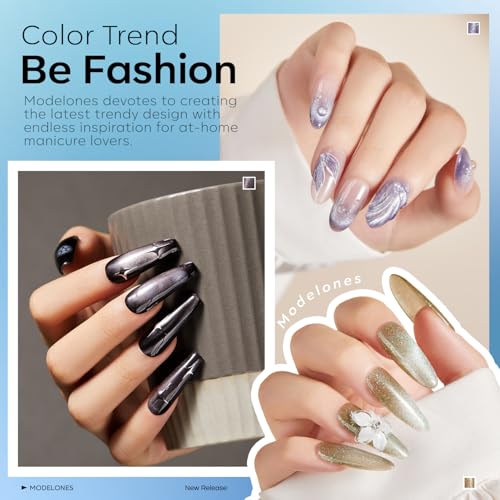 modelones Cat Eye Gel Nail Polish Set, Black Blue Purple Green Cateye Gel - color: A A A1-Aurora Dream