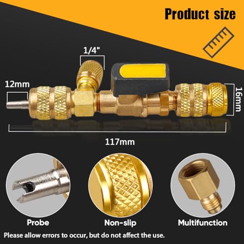 Professional Dual Size 1/4" & 5/16" SAE Valve Core Remover/Installer Tool Kit, HVAC AC Repair for R22 R32 R410A R134a, Schrader Valve Changer w/Magnet & Bypass Port