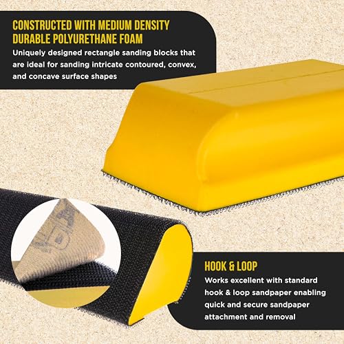 Dura-Gold 7-Piece Hand Sanding Block Set - 5" to 10-3/4" Long, Handheld
