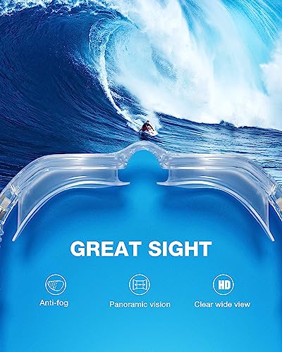 ZIONOR Swim Goggles, G1 SE Swimming Goggles Anti-Fog for Adult Men Women - color: A3-gold Lens Clear Frame