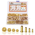 160PCS Brass Compression Sleeve Ferrule & Insert 1/4" 3/8" 5/16"1/2" kit - size: 160pcs Kit