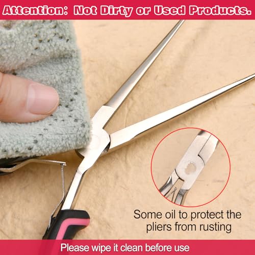 7.3 Inches Thin Extra Long Needle Nose Pliers with Serrated Jaw Long Nose Plier for Jewelry Making, Fishing, Wire Wrapping, Crafts, Electronic Repair, Jewelry Pliers with Curved Handle - style: Needle Nose Plier with Curved Handle