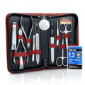 Manicure Set Women and Men – 12-Piece Professional Grooming Kit with Premium Tools, Genuine Leather Case, and exclusive Glass Nail File for Hand & Foot Care, German Quality - color: Red