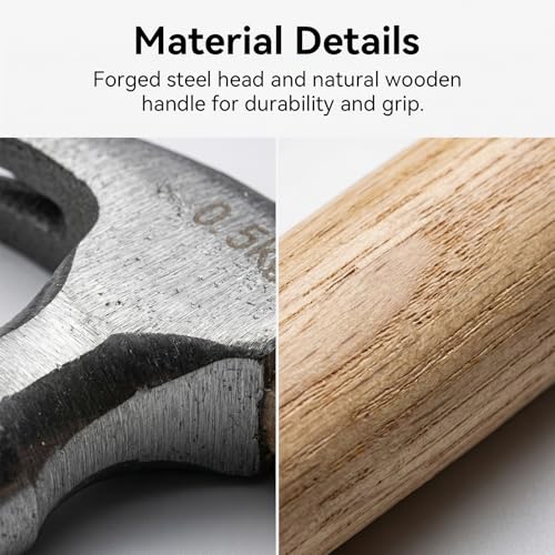 LEXININ 6 Pcs 16oz Claw Hammer, Carpenter Hammer with Wood Handle for Nail Removal Home Use