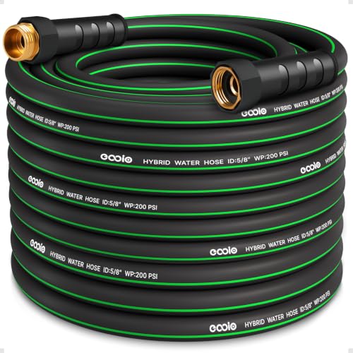 Heavy Duty Garden Hose 73ft, NON-EXPANDABLE Flexible Water Hose, Kink Resistant Lightweight Hybrid Hose, Leakproof Hose Male to Female Fittings - color: Black+Green, size: 73ft