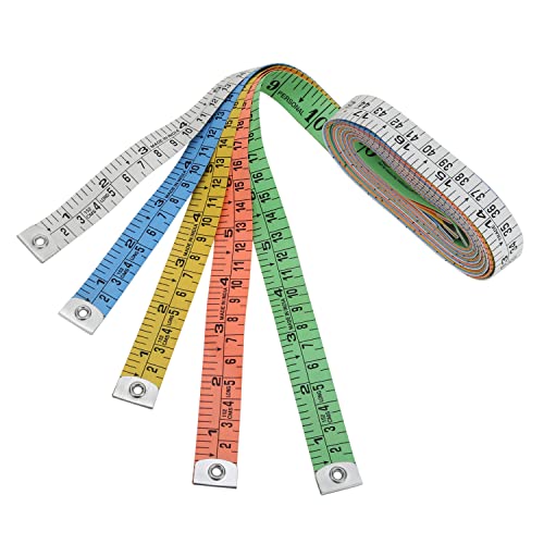 Pack of 5 Flexible Tape Measure, Accurate Dual Scale Standard & Metric Measurements Tape,Soft Measuring Tape for Body, Weight Loss Sewing Tailor Craft Ruler 150 cm/60 inch - color: 5 PACK / Multicolor