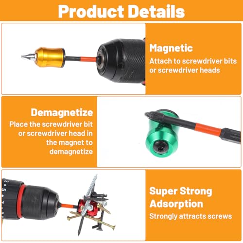 3 PCS Magnetic Screw Holder, Magnetic Screw Ring for Power Drill Bits, Hex Screwdrivers, Impact Wrench, Removable Bit Magnetizer Ring for Mechanics, Carpenter, DIY Repairs