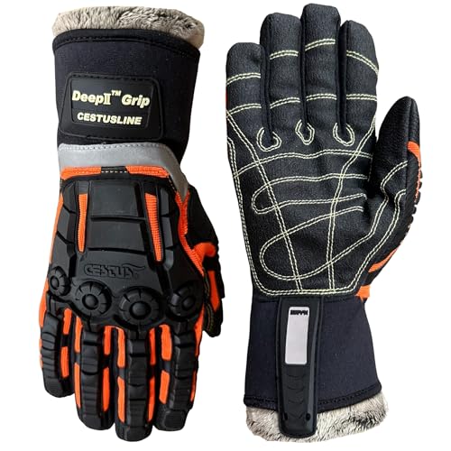 Cestus 5075, Winter Work Gloves for Cold Weather, Detachable Faux Fur Glove Liner Insulation, Impact Resistant Safety Gloves - size: X-Large