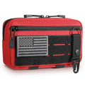 FRTKK Tactical Molle Admin Pouch Utility Laser Cut EDC Tool Pouch Bag Horizontal Modular Pouches Include US Flag Patch and Keychain - color: Red A