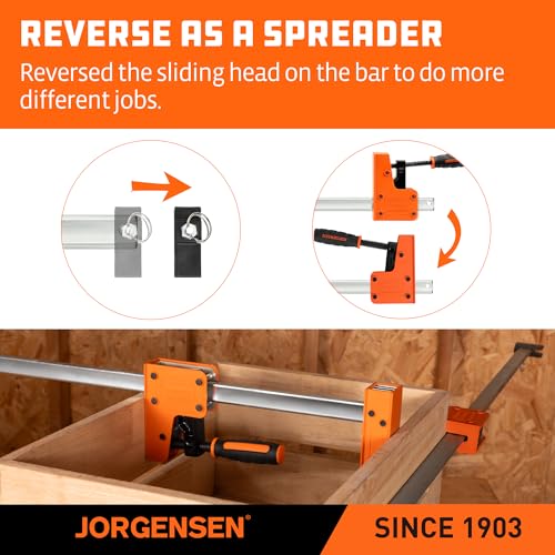 Jorgensen 24-inch Bar Clamps Set, 2-pack Cabinet Master 90° Parallel Clamps - size: 24 Inch