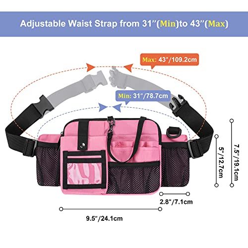 Damero Nurse Fanny Pack with Multi-Compartment and Tape Holder, Pink - color: Pink