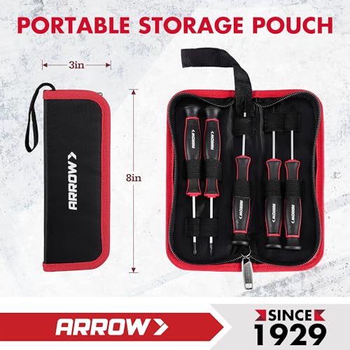 ARROW 5-Piece Precision Screwdriver Set with Pouch, Phillips, Slotted