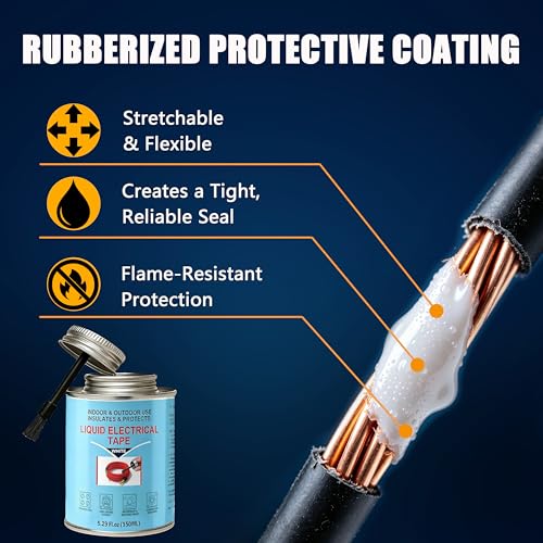 5.29 oz Liquid Electrical Tape – Quick-Drying Insulating Glue, Waterproof & High Temp Resistant, Liquid Wire Insulation Rubber with Brush Cap for Wires, Cables, Outdoor Equipment (White) - color: White