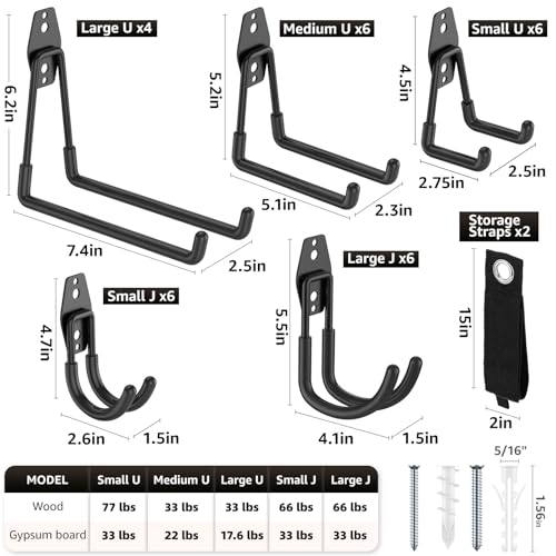Heavy Duty Garage Hooks for Storage & Hanging Items, 30-Pack - color: 30-Pack Set Black
