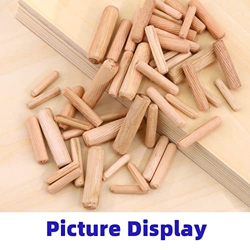 Glarks 508Pcs 1/4" 5/16" 3/8" 1/2" Wooden Dowel Pins Beveled Ends Fluted Dowel with 6/8/10/12MM Solid Hollow Dowel Tenon Center Transfer Plugs Set for Easy Insertion Furniture Door Crafts Projects
